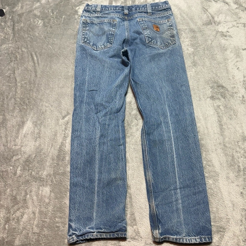 Carhartt Jeans 32x32 (Fits 32x31) Blue Straight Denim B480 DVB Distressed